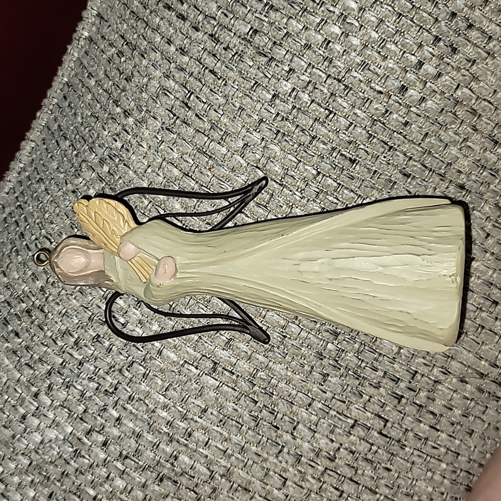 Angel Christmas Ornament Holding Wheat (stands like figurine too)